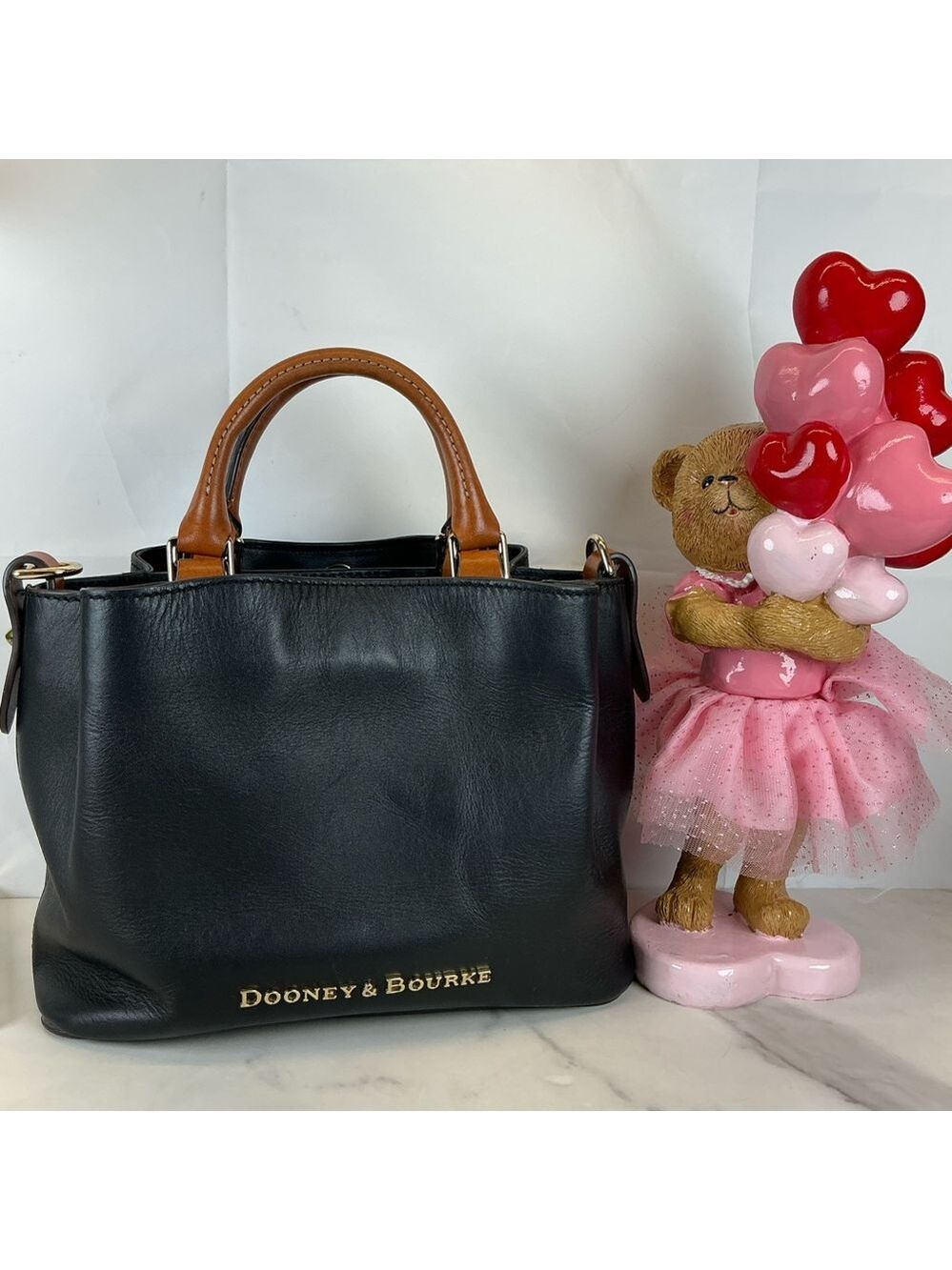 Dooney & Bourke Black Tan City Small Barlow Satchel Bag Hand Crossbody Mini Purs - Picture 6 of 16